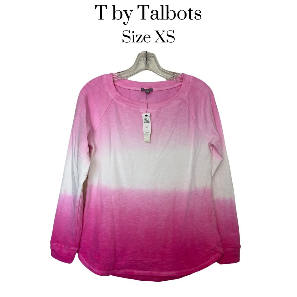 NWT T by Talbots pink and white ombre scoop neck cotton shirt size XS womens